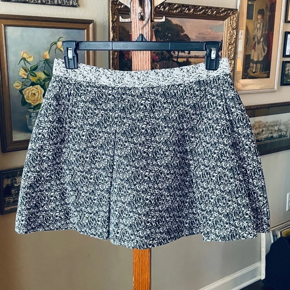 Banana Republic pleated abstract a-line mini skirt pockets lined 10 black white